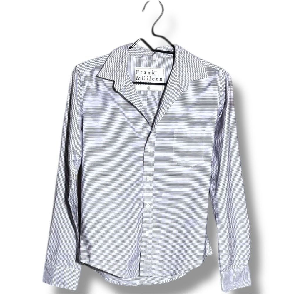 Frank & Eileen Women's Slim Fit Gray Striped Long Cuffed Sleeve Button Up Shirt - Picture 13 of 16